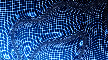 Leinwandbilder - Technology digital wave background concept. Beautiful motion waving dots texture with glowing lines. Cyber or technology background.