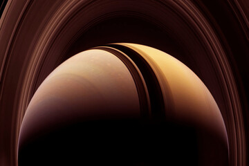 Wall Mural - Planet Saturn on a dark background. Elements of this image furnished by NASA