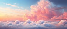 At 6 00 Pm A Stunning Cloud With Purple Orange Blue And Pink Hues Adorns The Sky Its Pastel Colors Blend Perfectly Creating A Breathtaking Sight. Copyspace Image. Square Banner