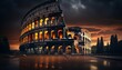 The Majestic Illumination of the Roman Colosseum at Night