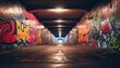 A Colorful Graffiti-Filled Tunnel