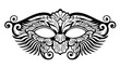 Beautiful mask symbol. Mardi Gras vector background. White and black masquerade element. Venetian carnival logo. Vintage unique luxury quality pattern
