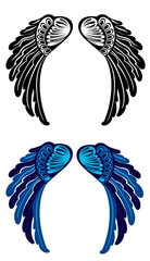 Wall Mural - wings symbol. doodle stylized birds wings. design elements