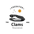 vintage retro hipster clams logo vector outline silhouette art icon