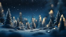 Ultra-realistic Image Of Christmas Trees With A Defocused Natural Backdrop Blurred Bokeh - AI Generative