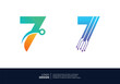Set of Number 7 digital data connection logo design.