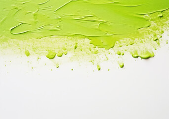 Canvas Print - Vibrant green paint splashes across a white background, full of energy and movement. Empty space for text.