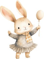 Aufkleber - Whimsical bunny illustration created with Generative AI technology
