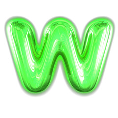 Green inflatable symbol with glow. letter w