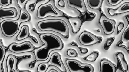 Smooth fractal noise striped elements on the surface. Bright, black and white background.