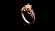 Gold ring with diamond isolated on black background	
