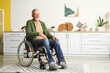 Senior man in wheelchair at home