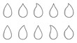 Water drops doodle set.  Raindrops in sketch style. Hand drawn vector illustration isolated on white background