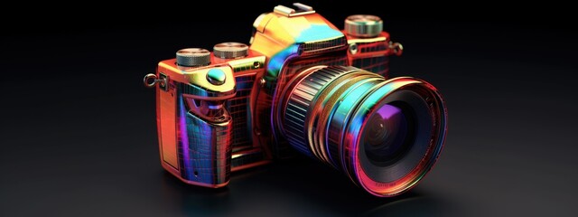 Wall Mural - retro camera on a black background