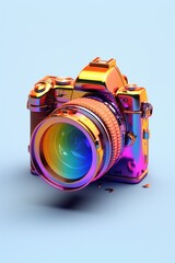 Wall Mural - bright glamorous digital camera on a light background. world photography day concept