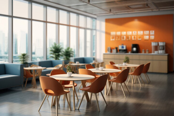 Wall Mural - A coffee corner in the office, designed for casual meetings and informal interactions among team members. Concept of fostering workplace camaraderie. Generative Ai.