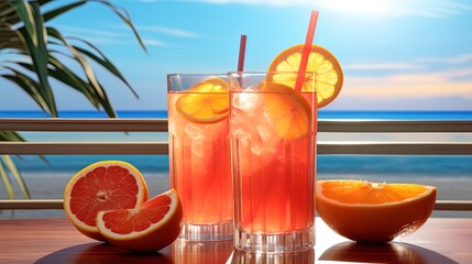 Wall Mural - Mixed breeze with red orange juice and tequila