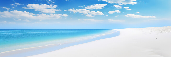 Wall Mural - White sand beach, blue sea and sky