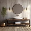 © lucas - Modern Serenity: Bathroom with Wooden Table and Light