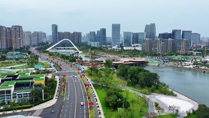 Poster - Chengdu cityscape, Sichuan, China, modern transportation