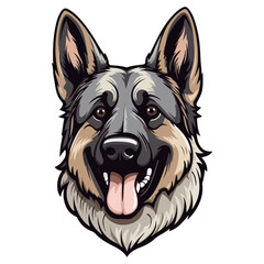 German shepherd Dog Portrait Sticker, Dog head mascot logo illustration, Dog character, generative ai