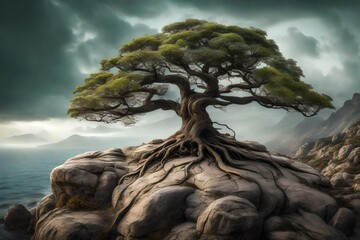 Wall Mural - tree that fights for life on a rock-