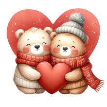 Valentines Day Couple Teddy Bear Hug Red Heart