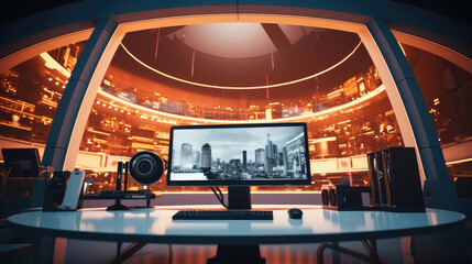 Fototapete - Modern computer in animation studio.