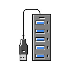 Wall Mural - usb hub home office color icon vector. usb hub home office sign. isolated symbol illustration