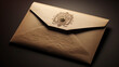 Elegant embossed envelope with a sophisticated seal.