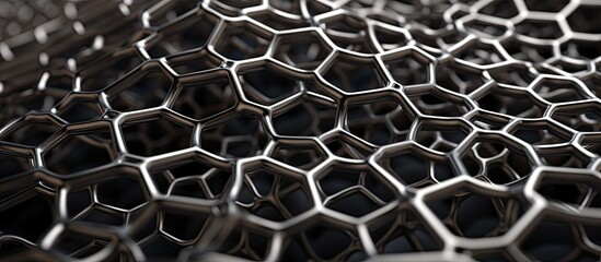 Synthetic metal foam with open-cell structure. Sintered metallic detail.