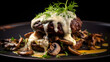 Beef patty with sautéed mushrooms, Swiss cheese, and truffle aioli. photo for the restaurant menu, macro photo