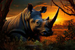 a rhinoceros in the grassland