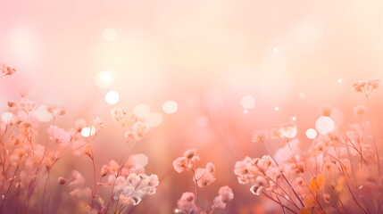 Wall Mural - Gentle abstract festive background peach color, glitter, bokeh, blur