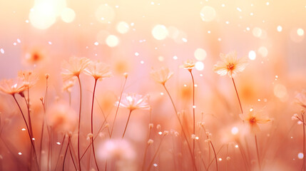 Wall Mural - Gentle abstract festive background peach color, glitter, bokeh, blur