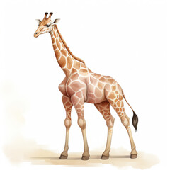 Wall Mural - Drawing of a giraffe on a white background