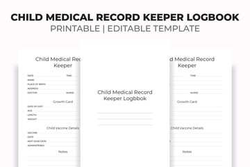 Wall Mural - Child Medical Record Keeper Logbook KDP Interior