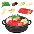 すき焼き鍋と食材