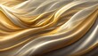 シルクの布の動きを思わせる滑らかなゴールドのAI画像