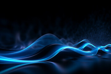 Wall Mural - curved blue neon light wave.