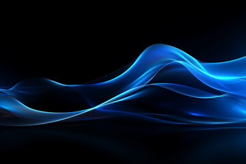 Wall Mural - curved blue neon light wave.