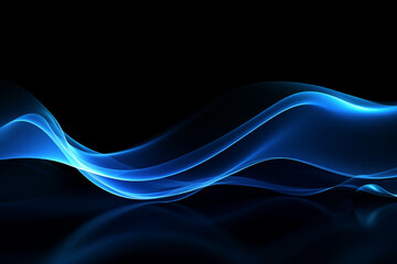 Wall Mural - curved blue neon light wave.