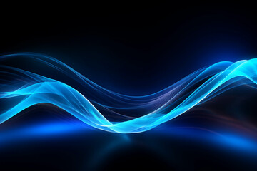 Wall Mural - curved blue neon light wave.