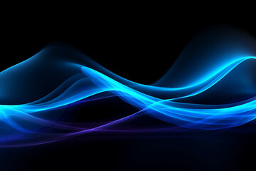 Wall Mural - curved blue neon light wave.
