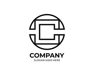 modern letter c technology logo