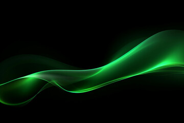 Wall Mural - curved green neon light wave.