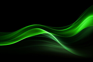 Wall Mural - curved green neon light wave.