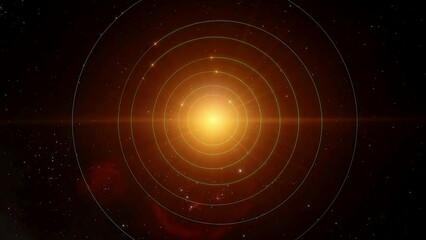 Wall Mural - schematic representation of a solar system with the orbits of the planets. view from above