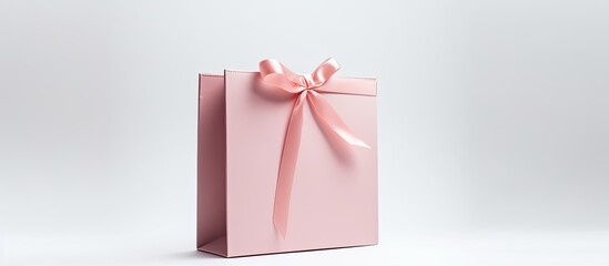 Poster - In a pristine white background, an isolated pink paper gift bag stands out with its trendy fashion design, making it a shoppers ultimate choice in the sale. The box-like packaging of this Xmas gift