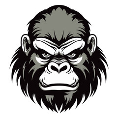 Sticker - Gorilla Portrait Sticker, Gorilla head mascot logo illustration, Gorilla character, generative ai